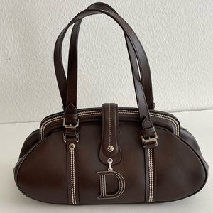 Christian Dior Sac Detective Bag in Brown Leather